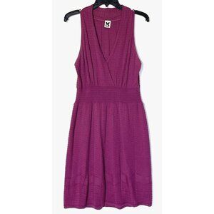 M MISSONI Magenta Purple V-Neck Sleeveless Knit Dress
